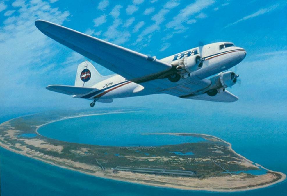 Provincetown Boston Airlines DC-3 over Cape Cod